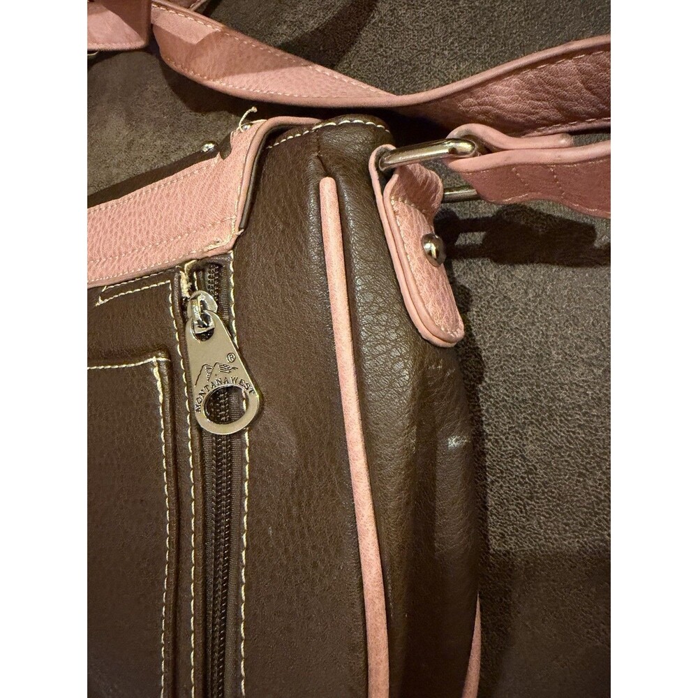 Montana West Pink Brown Western Crossbody Bag with Turquoise Accent - Picture 8 of 16